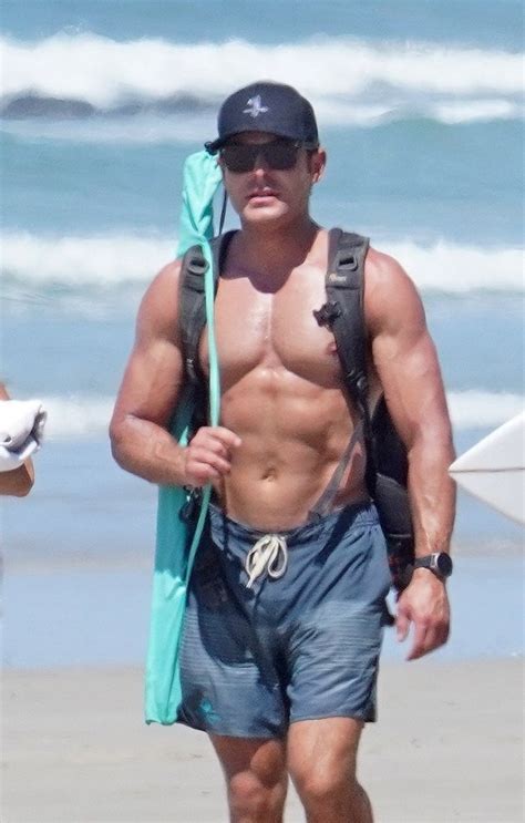 Zac Efron Gives Off Major 'Baywatch' Vibes While Shirtless on Beach in ...