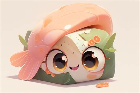 Premium AI Image | Dreamy cute face of a sushi roll digital art ...