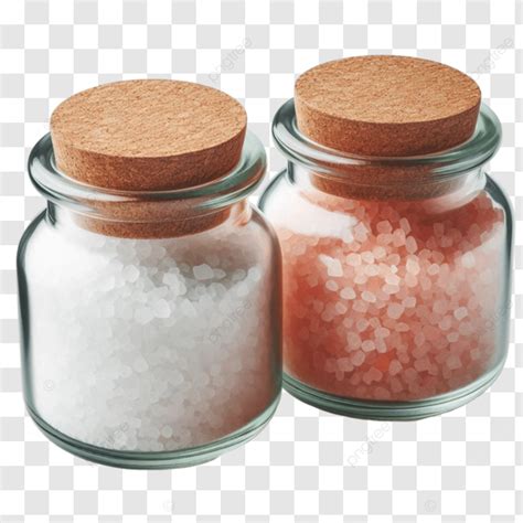 Two Glass Jars With Cork Lids Containing White Pink Natural Salt Rock ...