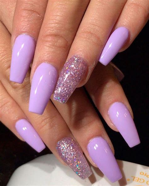 Purple Ombre Coffin Nails With Diamonds - ksiazkomol