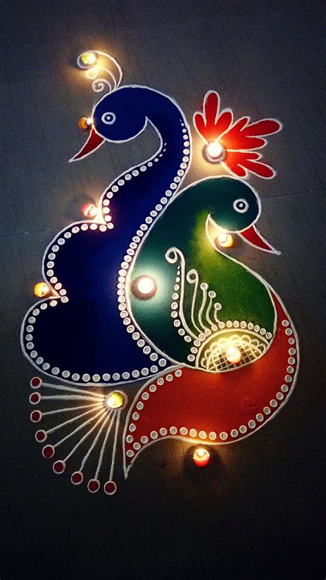 Creative Peacock Rangoli Design | Rangoli designs simple diwali, Free ...