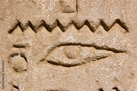 Ancient Egyptian Eye hieroglyphic carving Stock Photo | Adobe Stock