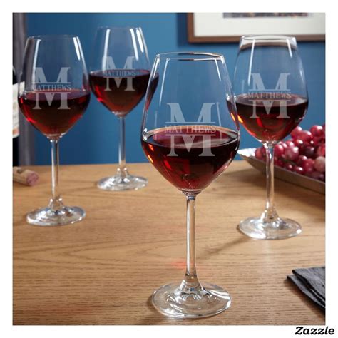 Set of 4 Oakmont Engraved Wine Glasses | Zazzle | Engraved wine glasses ...