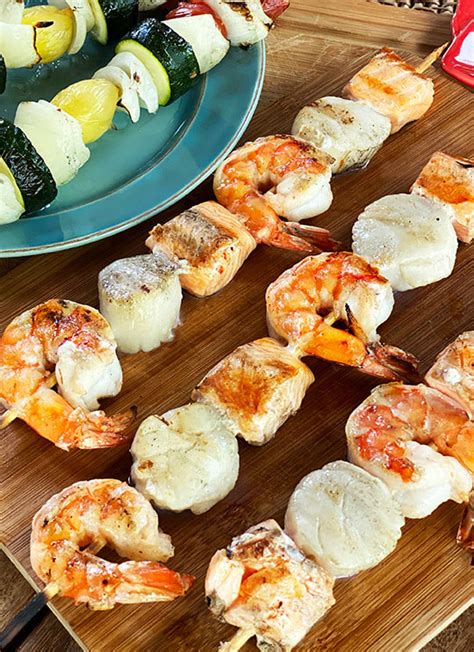 Grilled Seafood Skewers with Tomato Basil Butter | Grassland