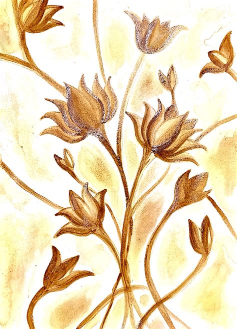 Coffee painting of lotus | Coffee art drawing, Coffee painting, Coffee ...