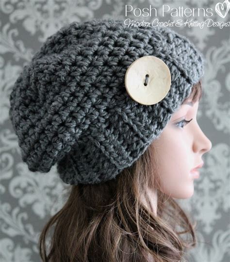 Crochet PATTERN - Crochet Button Slouchy Hat Pattern – Posh Patterns