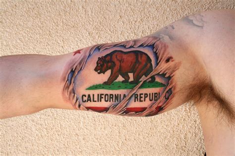 California flag tattoo Jeff Norton. Atascadero, CA www.jeffnortontattoo ...