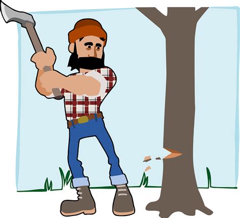 Lumberjack Axe Wood Free Commercial Clipart - Man Cutting Tree Clipart ...