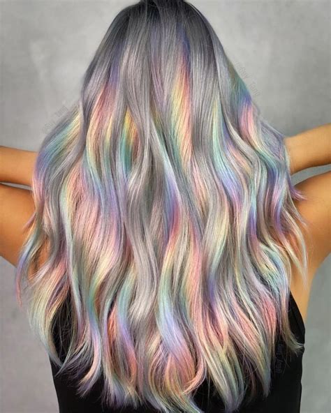 Platinum Blonde Locks with Rainbow Colors Tint Hidden Rainbow Hair ...