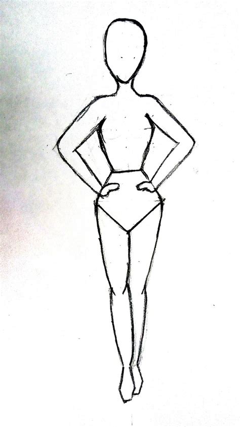 a drawing of a woman standing with her hands on her hips