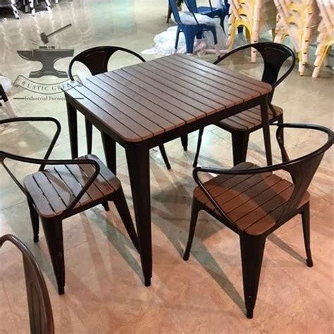 Black 1 Table & 4 Chair Outdoor Furniture For Restaurant, For Cafe ...