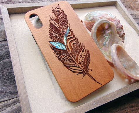 Feather design wooden phone Galaxy S22 ultra phone case personalized ...