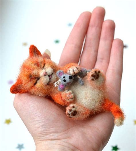 For Maria. Needle Felted Little Sleeping Orange Kitten. Tiny | Etsy ...