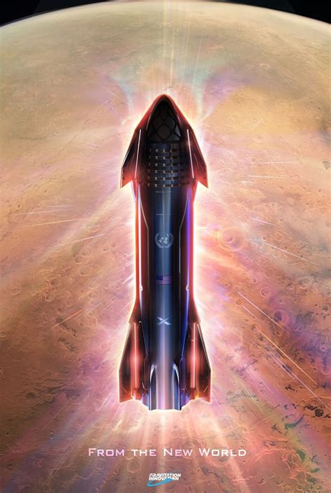 Poster of SpaceX Starship entering Mars's atmosphere