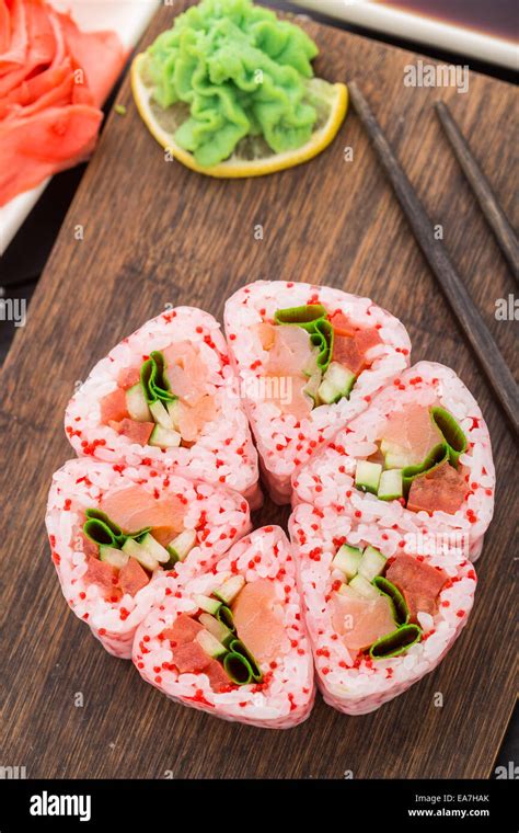 Flower made of sushi roll Stock Photo - Alamy