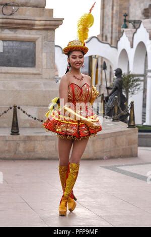 Dancers in colourful costumes performing traditional Huayno Cusqueño ...