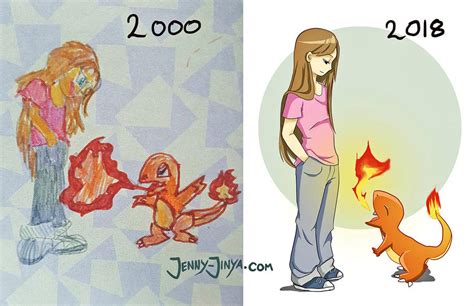 Last year I've found an old Pokemon fanart from my childhood and redrew ...