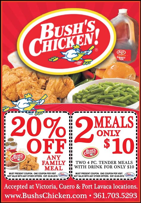 Enjoy 2 Meals w Drink for Just $10 at Bush's Chicken in Victoria, Cuero ...