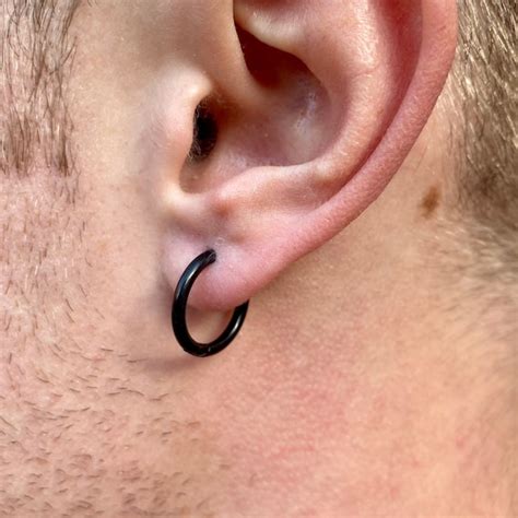 Mens Earrings Black Hoop 16mm / 18mm Stainless Steel Hoop - Etsy