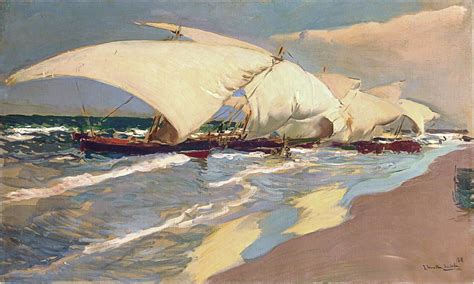 Valencian boats, 1908 by Joaquín Sorolla. Impressionism. landscape ...