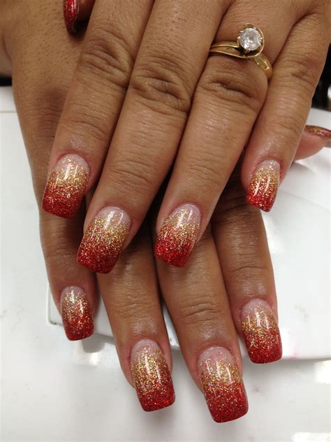 Get Ready To Shine With Red And Gold Nails