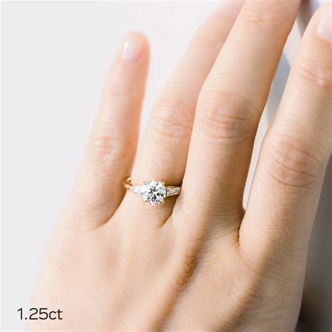 Round and Baguette Diamond Engagement Ring