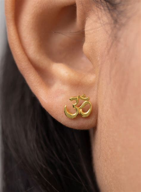 Om Stud Earrings Meditation Studs Om Symbol Earrings Yoga - Etsy