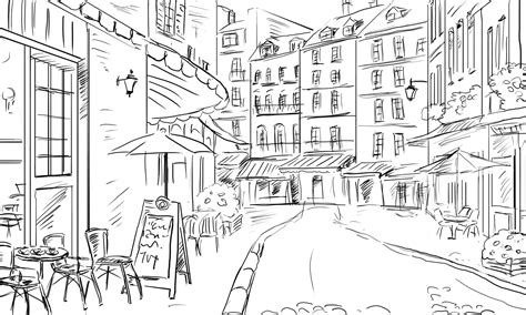 French Cafe Drawing at PaintingValley.com | Explore collection of ...