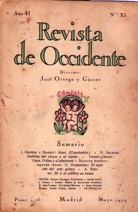 REVISTA DE OCCIDENTE - No. XI - Año II - Mayo 1924 - (No. 11, Año 2) by ...