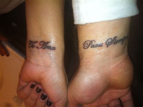 My husband and I just got this couples tattoo. "Te amo para siempre ...