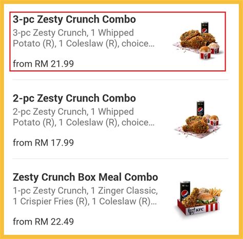 KFC新品「Zesty Crunch」套餐最低只需RM14.99！这样点更便宜！ – RedChili21