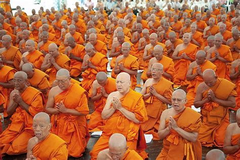 Buddhist Monk Praying To Buddha