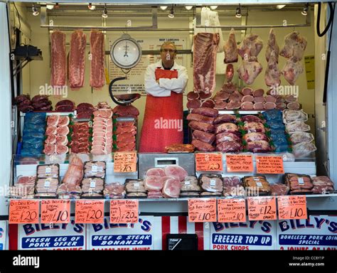 Mobile butcher van with display of meat Stock Photo - Alamy