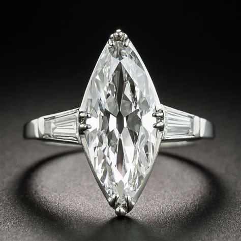 Art Deco 3.19 Carat Marquise Platinum Diamond Ring - GIA D VS1