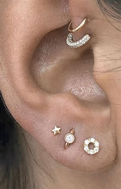 cute gold ear piercing ideas double helix jewelry hoops Helix Jewelry ...