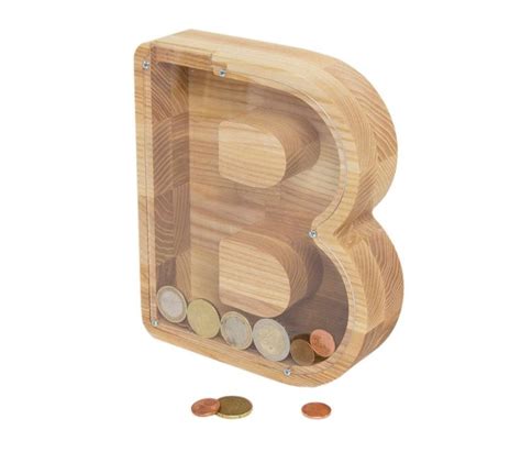 B letter money box Wooden money box Baby piggy bank Money | Etsy ...