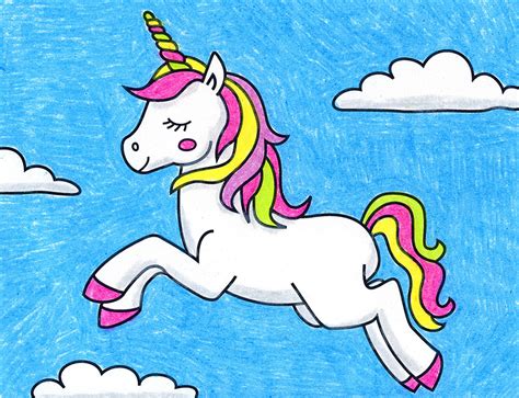 How to Draw a Unicorn Tutorial Video and Unicorn Drawing Coloring Page