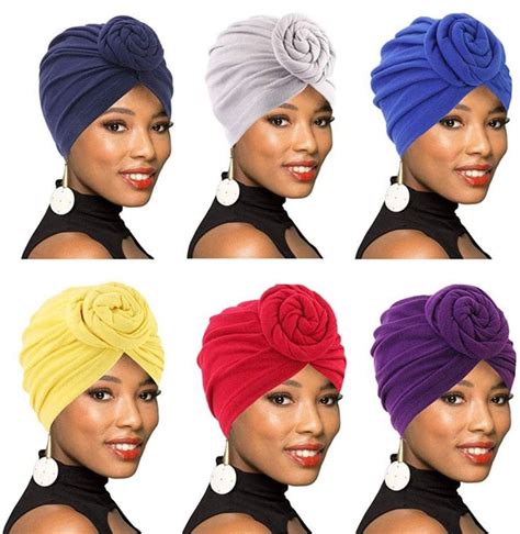 Pre-tied Solid Color Head Turbans / Head Wraps | Etsy | Hair loss hats ...