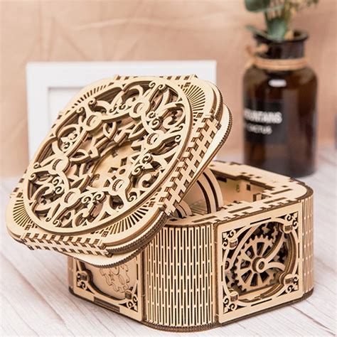 DIY Creative 3D Wooden Puzzle Jewelry Box Assembly Gift for Child Adult ...