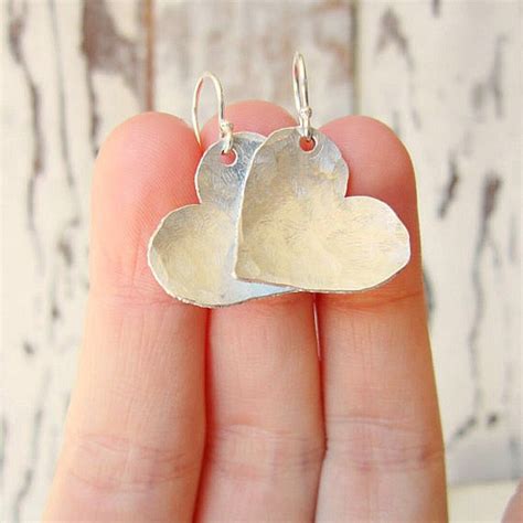 Sterling Silver Heart Earrings.hand Hammered Silver Earrings.sterling ...