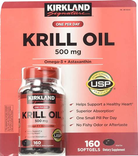 Kirkland Signature Krill Oil 500 Milligram 160 Softgels : Amazon.com.au ...