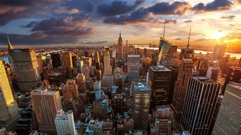 New York Cityscape Sunset UHD 4K Wallpaper | Pixelz