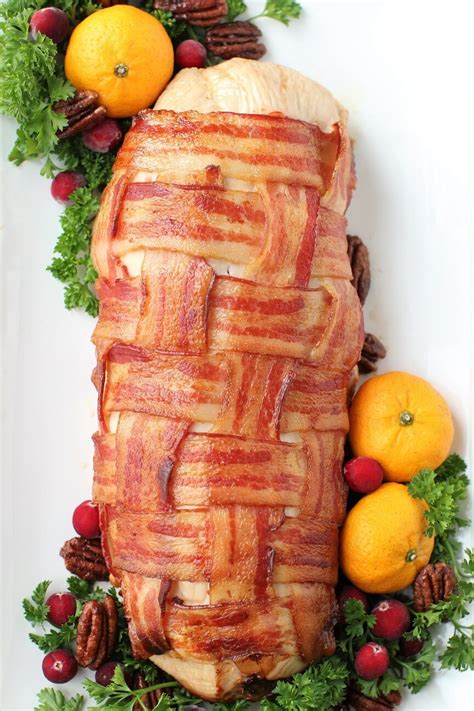 Rolled Stuffed Turkey Breast Wrapped in Bacon | Kitchen Frau