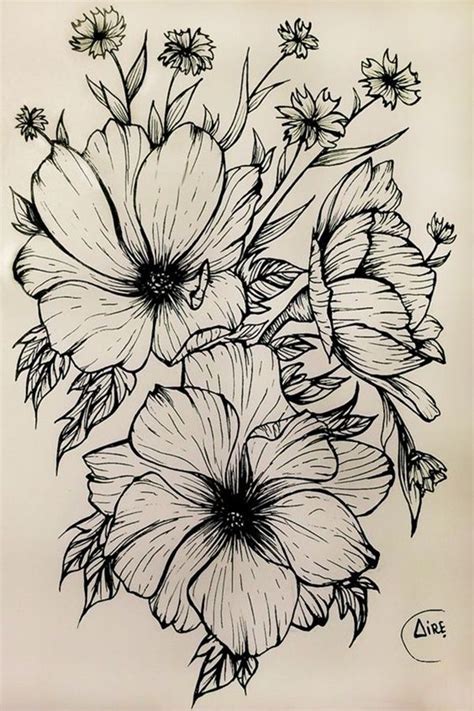 50 Easy Flower Pencil Drawings For Inspiration | Disegno fiori, Disegno ...