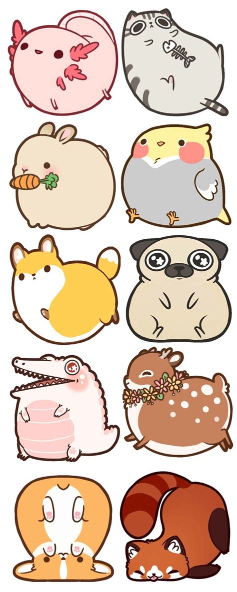 Fat Animal Acrylic Charms~! | Cute animal drawings kawaii, Cute kawaii ...