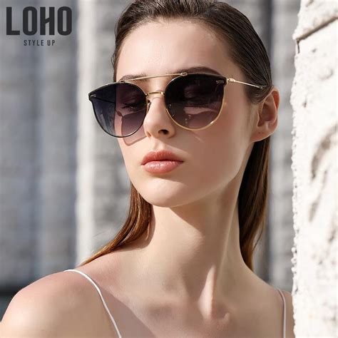 Buy LOHO Sunglasses Women's Round Face Korean Version of the Trendy Cat ...