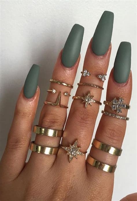 Long Coffin Nails - Matte Grace Green from Models Own ...