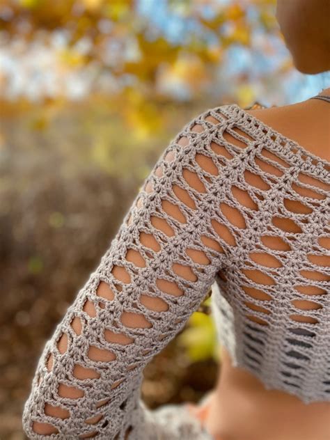 Crochet Lace Long Sleeve Crop Top PATTERN // PDF Crochet | Etsy