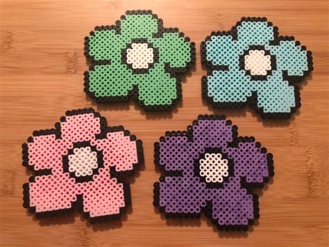 Pastel Flower Perler Bead Coasters - Etsy