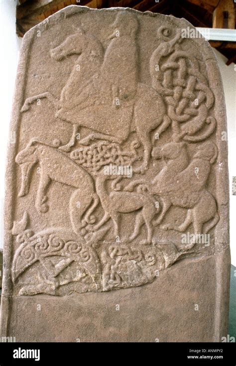 Carved Pictish Stone in The Meigle Museum east of Blairgowrie Stock ...